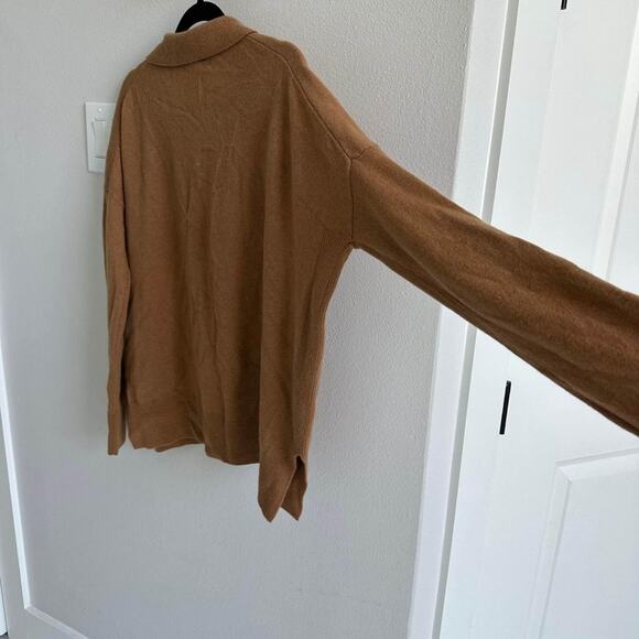 ALLSAINTS Ollar Cashmere Polo sweater camel color size medium - Picture 9 of 9